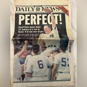 New York Daily News dated 7/19/1999. David Cone perfect game, JFK Jr lost at sea